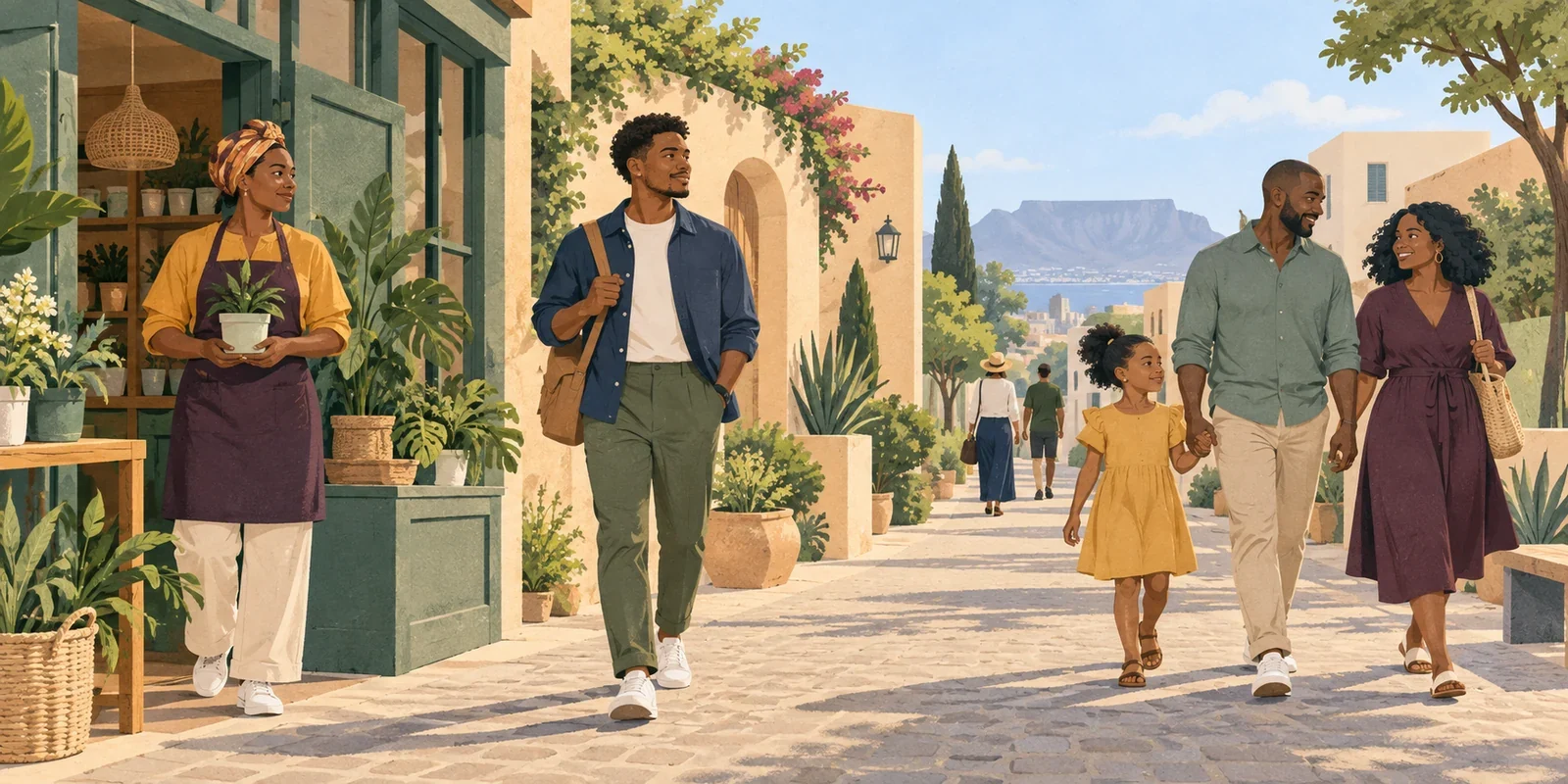 South Africans of different generations pursuing their goals in a warm, welcoming neighbourhood